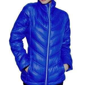 Calvin Klein Packable Premium Down Puffer Jacket Royal Blue Full Zip Size M